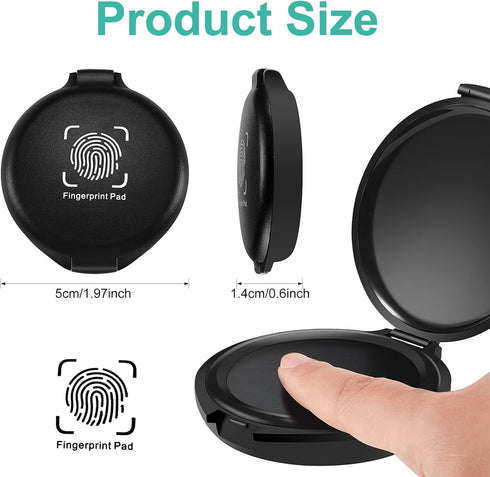 Fingerprint Ink Pads, Black Ink Pad Stamp Pad for Office Notary Supplies, 3 Pieces Identification Kit