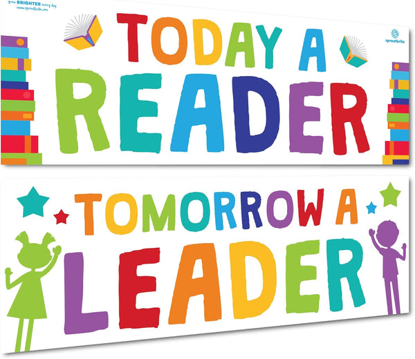 Sproutbrite Classroom Decorations - Reading Banner and Poster for Teachers, Bulletin Board Wall Decor