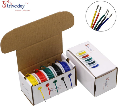 18 AWG Flexible 1007 Wire Tinned Copper Electric Wire, 18 Gauge Copper Hook Up Wire 300V Cables for DIY Kit.