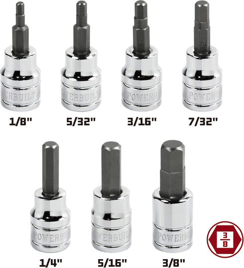 3/8" Dr. SAE Hex Bit Socket Set, 7 Piece Alltrade 648661
