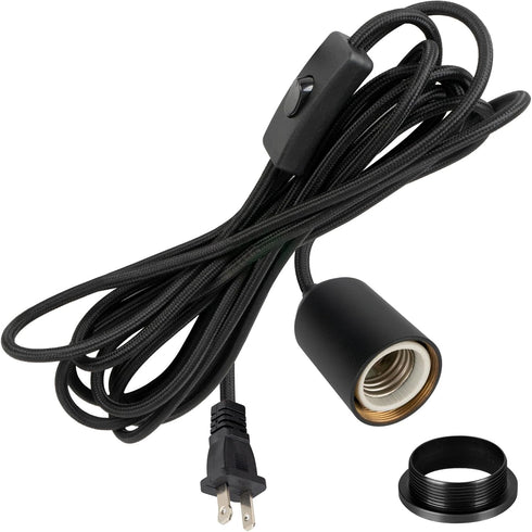 Plug in Pendant Light Cord with Switch,Braided Hanging Lamp Kit with Ceramic