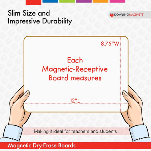 Double-Sided Magnetic Dry-Erase Board, 12"L x 8.75"W Each, Set of 5, Mini Whiteboard