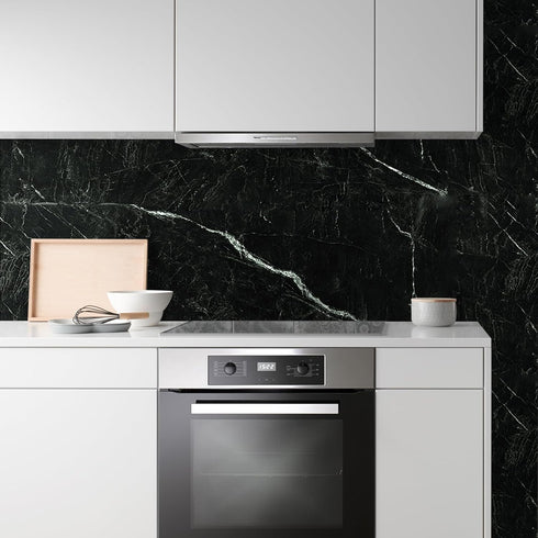 Black Marble Peel and Stick Wallpaper - 17.7in*118in Self Adhesive Contact Paper for Kitchen Bathroom Countertops