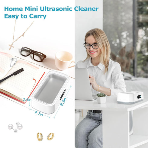 49kHz 22 oz 304 3 Ultrasonic Jewelry Cleaner, Mini Ultrasonic Cleaner Machine for Glasses, Jewelry, Rings, Earrings