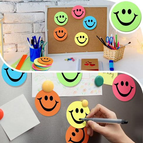 Gersoniel 10 Packs 3" Smile Sticky Notes, Round Smile Face Self Stick Note Pads, 30 Sheets Each for Office