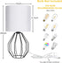 Set 2 Small Table Lamp of Black, Bedside Lamps with Metal Cage & Linen Lampshade, Cute Desk Lamps for Nightstand