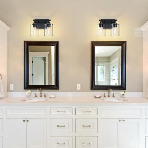 Fixtures,2-Light Vanity Lighting Bathroom Lights Over Mirror,Modern Sconces Wall Lighting with Clear Glass Shade,Light