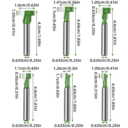 HaiFafafaing 6 1/4, 5/16, 3/8, 1/2, 9/16, 5/8 Inch Set PCS Keyhole Router Bit - Router Bits - Carbide Cutter Keyhole