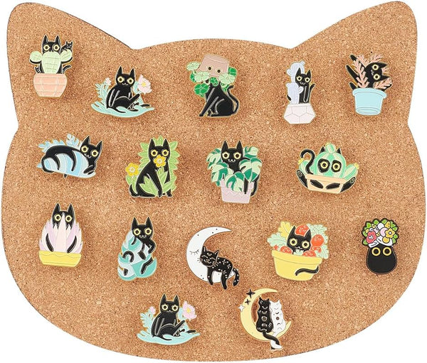 BENECREAT Cat Cork Board, 0.4inch Thick Wall Mounted Bulletin Display Board for Brooch Pin Storage, 7.8x6.7inch