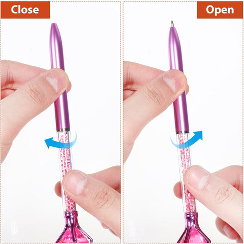 NUOBESTY 6pcs Diamond Pen with Big Crystal, Retractable Bling Metal Ballpoint Pens, Black Ink for Office