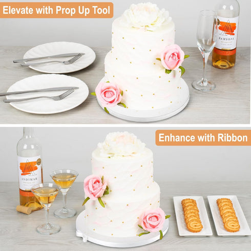 8 10 Inch (2 14 Pack 1/2" Sleek Cake Board Drums & Sizes, Total) | Free Prop Up Tool | Thick Cake Rounds | Sturdy