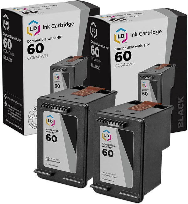 LD Products Remanufactured Compatible Ink Cartridge Replacement for HP 60 CC640WN (2 Pack - Black)