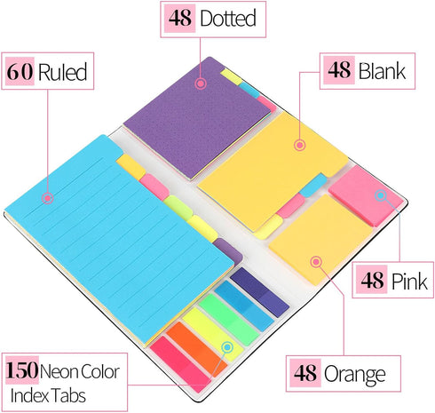 CCINEE Sticky Notes Set,402 Pcs Colored Divider Self-Stick Notes Pads Bundle for Planner Book Notes School Office Supplies Gifts Rewards
