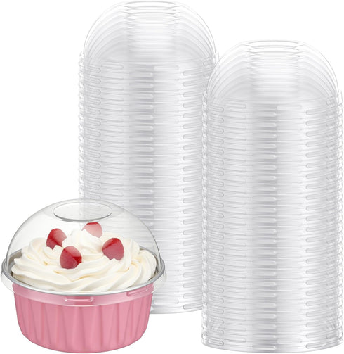 Yiyiring 100 Pack 5oz Plastic Dessert Cup Lids 5oz Dessert Cups Dome Lids