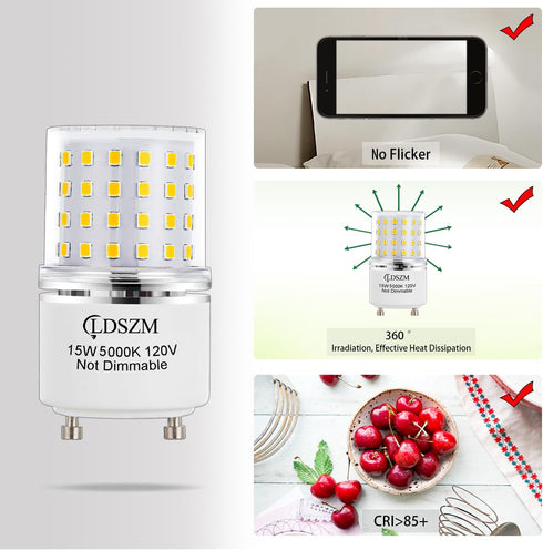 GU24 LED Bulb 15W Non-Dimmable, 120 Watt Equivalent, 1200lm 5000K Daylight, 4-Pack TwistLock Ceiling Light Bulbs