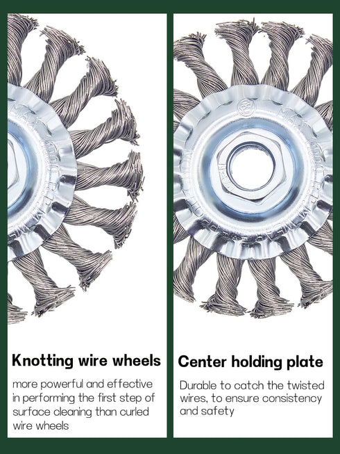 Knotted Wire Wheel Brush 4.5in for 4-1/2" Angle Grinder - 5/8-11 Threads Arbor, 1pcs.
