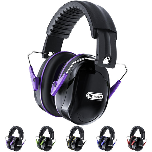 Dr.meter Hearing Protection Ear Muffs, 28dB Noise Reduction Safety Earmuffs with Adjustable Headband, Storage Bag