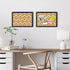 Decorative Cork Board for Walls with Black Floral Print, Black Framed Pin Board for Office, School, and Bedroom Decor