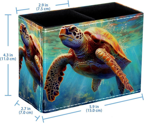 Ocean Sea Turtle Pen Holder, Office Storage Pencil Organizer for Desk