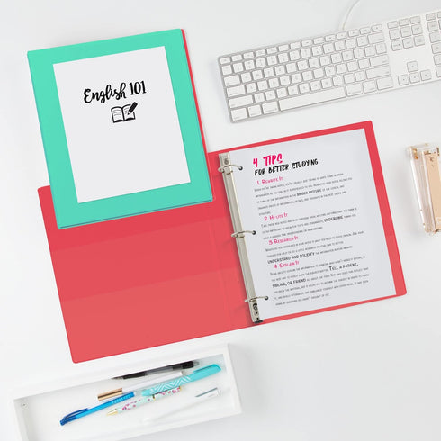 Avery Heavy-Duty Dual Color 3 Ring Binder - 1/2 Inch Slant Rings, Mint/Coral View Binder (17881)