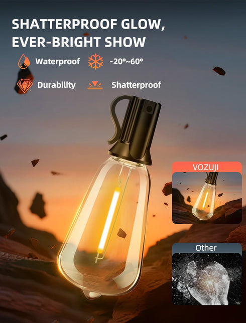 50ft: ST38 Bulbs 3 Outdoor Patio String Lights LED Shatterproof Modes Button Control - Waterproof Connectable Lights