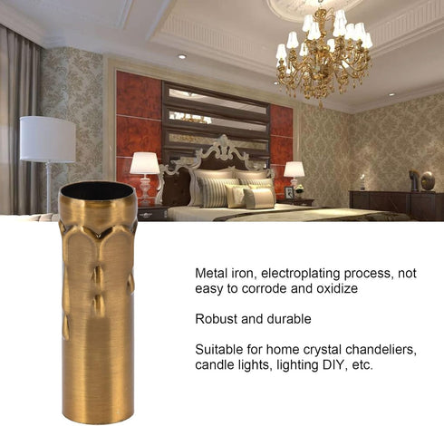 MUNEFE 10Pcs E14 Metal Candle Socket Covers, Candle Lamp Base Tube, Candle Socket Covers for Chandelier Lihtin