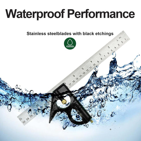 Nortools Combination Square Carpentry Tools, Metal-Body, Stainless Steel Blade Ruler for Accurate Woodworking Measure