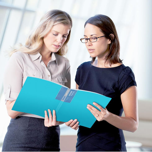Dunwell 9x12 Presentation Binder with Clear Plastic Sleeves (Aqua), 24 Pockets for 9 x 12 or A4 Size Documents