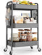TOOLF 3 Tier Rolling Utility Cart with Wheels, Metal Storage Organizer for Bathroom and Kitchen