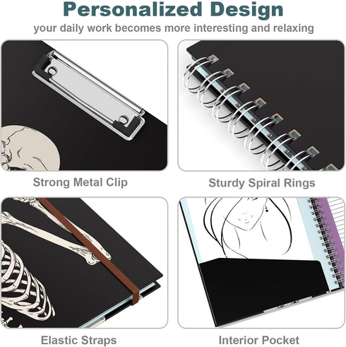 Hongri Clipboard Folio with Refillable Notepad, 5 A4 Folders Storage, Spiral Clip Board Portfolio, 12.8" x 9.7"