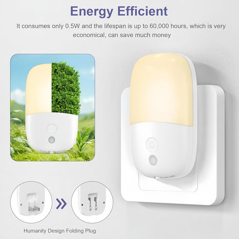 Aerkersun Dimmable (2 Pack) Night Light Plug in with On/Off Switch, Auto Dusk to Dawn Sensor LED Nightlights