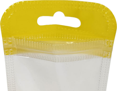 100pcs 2.36 inch 10.63 inch) Clear Window Half Color Back Hang Hole Resealable Storage Bags for Stationary, Beauty