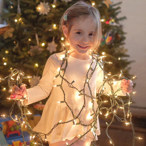 150 Count 29 120V Christmas Lights, FT Christmas Mini String Lights, Green Wire Fairy Light, UL Certified Connectable