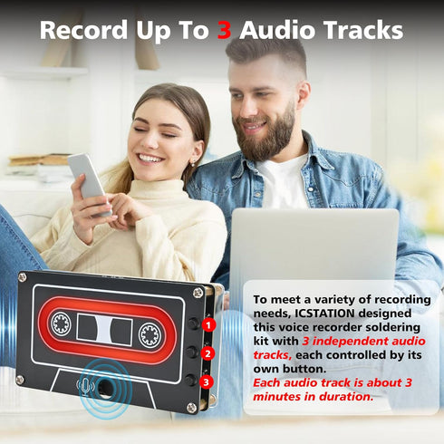 10 Minutes Sound Recorder Soldering Project, ICSTATION DIY Audio Voice Recorder Learning Kit With LED Flashing Lights