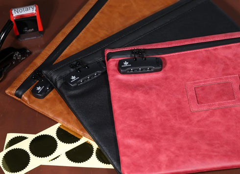 Notary Bag with Lock, Heavy Duty 13.6 x 10 Inches Ruby Red Supply Bag for Notary Journal, Stamp, Ink Pad, and Valuables