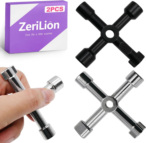 ZeriLion 2 Pack 4-Way Sillcock Key Set Versatile Water Spigot Wrench Tool Durable