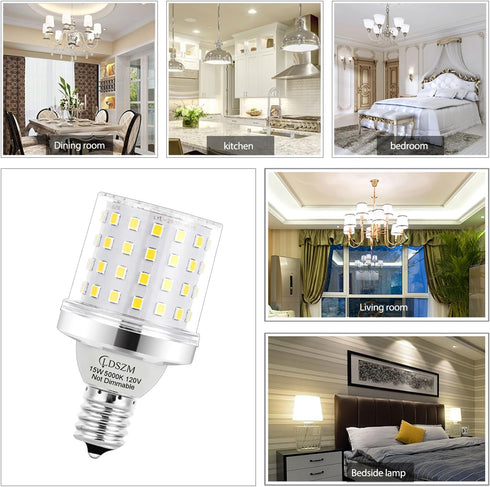 E17 Bulb,15W E17 G14 Bulbs,120 1200lm 5000K Bulbs, Non-Dimmable Bulb, Pack 4 Super Bright LED Intermediate Base LED