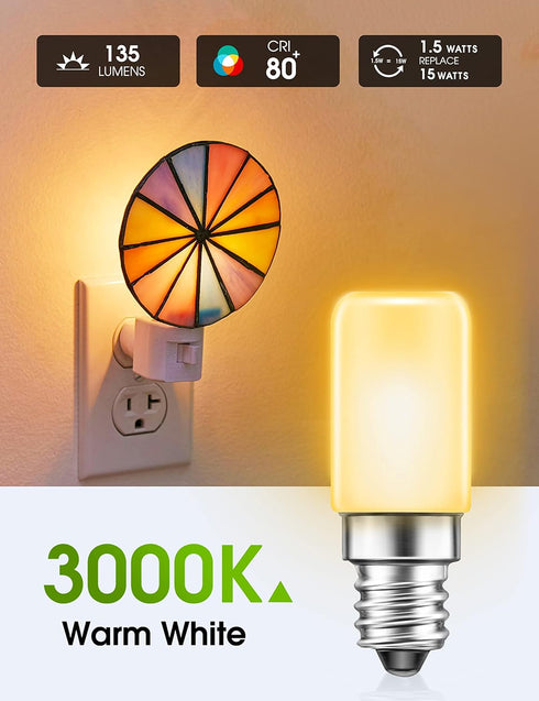 LOHAS LED C7 S6 Night Light Bulb, 15 Watt Light Bulbs Equivalent(1.5W), Mini LED Bulb Candelabra E12 Base, Soft/Warm White 3000K LED, Small Light for Bedroom Salt Lamp(6 PACK) by L LOHAS LED