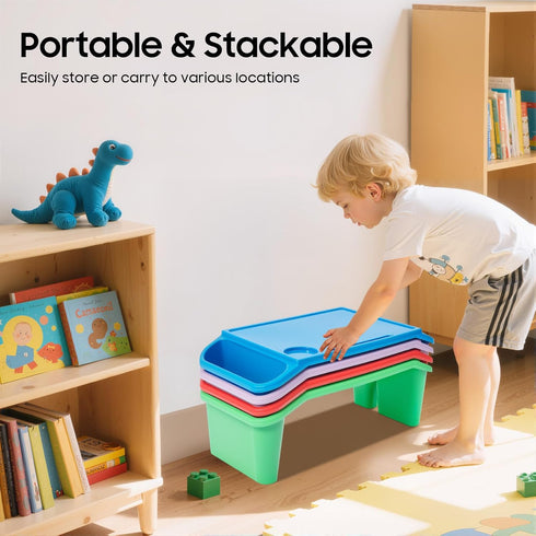 YUASDUU 4PCS 19.69" 9.84" 7.1" Kids Lap Desk Tray, Kids Trays for Eating Plastic Breakfast Laptop Trays Portable