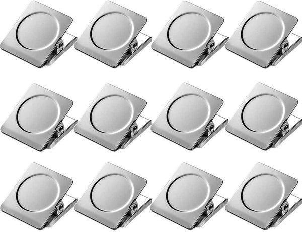 Strong Magnet Clips, 1.2 Inch - 12 Packs Heavy Duty Metal Magnetic Clips for Refrigerator, Whiteboard, Office