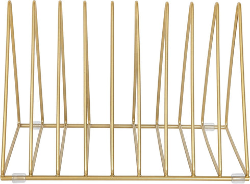 Martha Stewart Ryder Gold Mesh Metal 9 Slot Triangle Magazine File Holder, Desktop Organizer