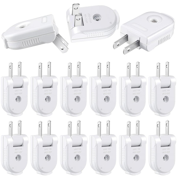 15 Pcs Extension Cord Replacement Plug, 2 Prong 125V 15A Male Power Plug, Rotatable Electric Plugs for Small Appliances