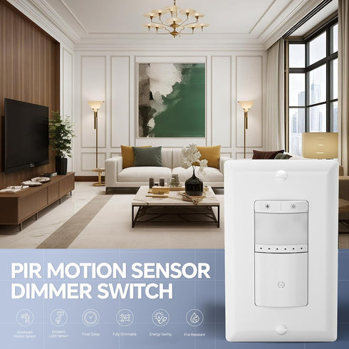 Dimmer Dimmer Bulb, 2Pack ECOELER Motion Sensor Switch, Electrical Light Switches with Occupancy Sensor, Single Pole