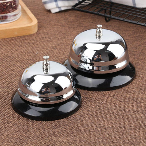 Call Bell 2 Packs, 3.3 Inch Diameter, Metal Anti-Rust Construction, Desk Bell for Hotels, Schools, Restaurants, and