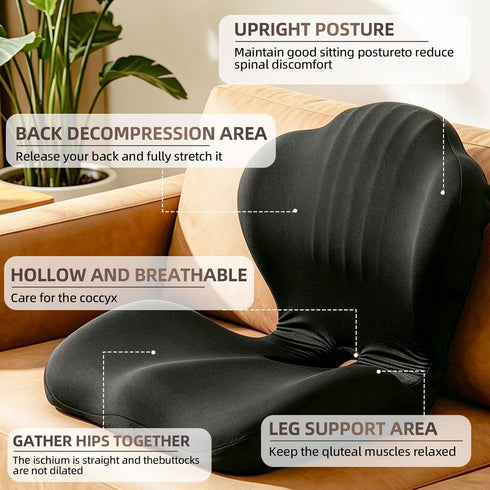 kegliik Tailbone Ergonomic Seat Cushion, Coccyx Cushion for Pain Relief, Memory Foam Office Chair Seat Cushion & Car