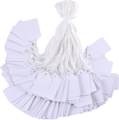 Brothersbox Price Tags with String Attached, 1000pcs White Marking Merchandise Hang Tags, 1.75 x 1.093 inch