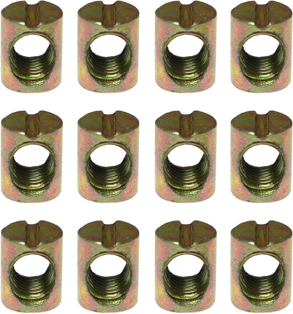 RLECS 12pcs M8 Pozidriv Slotted Barrel Nuts Cross Dowels Slotted Nuts Horizontal Hole