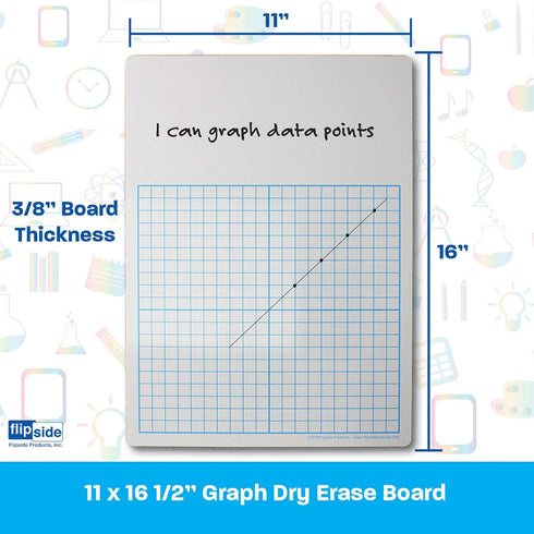 Flipside 1/2" Graph Dry Erase Board - 11" x 16" Single, White