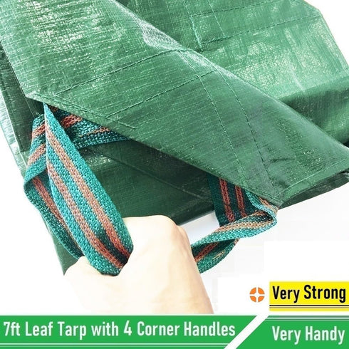 7x7 4 Ft Yard Garden Leaf Tarp W/ Handles Waterproof Tarp for Sandbox Cover,Outdoor Tarpaulin,Lawn Debris,Landscape