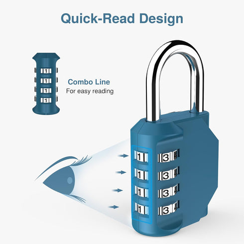 Puroma 2 Pack Combination Lock, 4 Digit Waterproof Padlock for School Gym Locker, Toolbox, Gate Storage